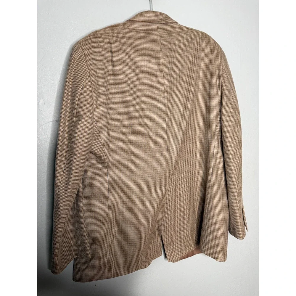 Lauren Ralph Lauren houndstooth silk wool‎  blazer jacket light brown tan